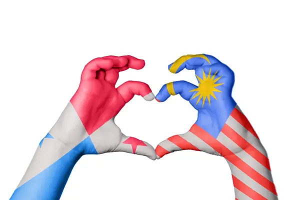 Panama Malaysia Herz Handgeste Macht Herz Clipping Path — Stockfoto