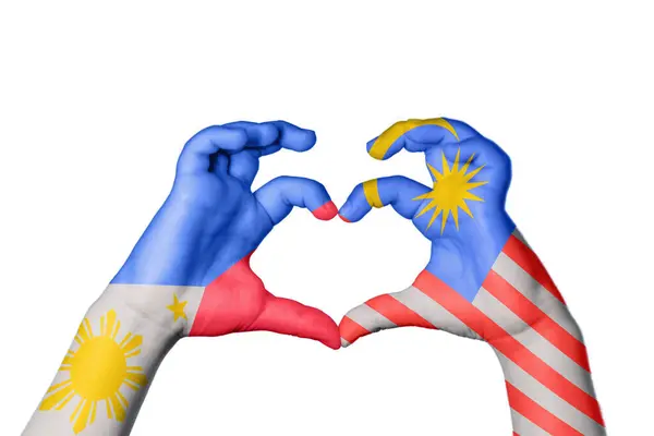 Filipinas Malásia Coração Gesto Mão Fazendo Coração Clipping Path — Fotografia de Stock