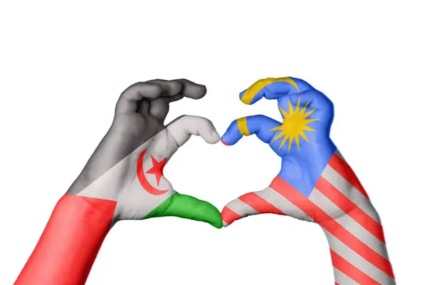 Sahrawi Arabska Republika Demokratyczna Malezja Serce Gest Ręczny Serca Ścieżka — Zdjęcie stockowe
