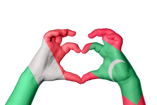 Italien Malediven Herz Handbewegung Die Herz Macht Clipping Path — Stockfoto