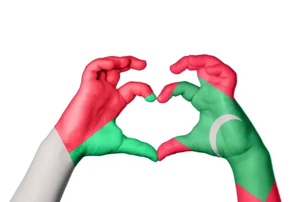 Madagaskar Malediven Herz Handbewegung Die Herz Macht Clipping Path — Stockfoto