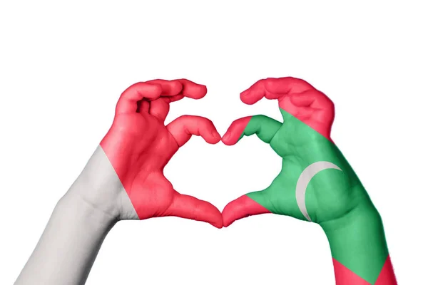 Malta Maldives Heart Hand Gesture Making Heart Clipping Path — Stock Photo, Image