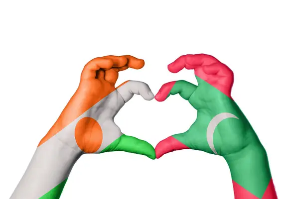 Niger Malediwy Serce Gest Ręczny Serca Ścieżka Clipping — Zdjęcie stockowe