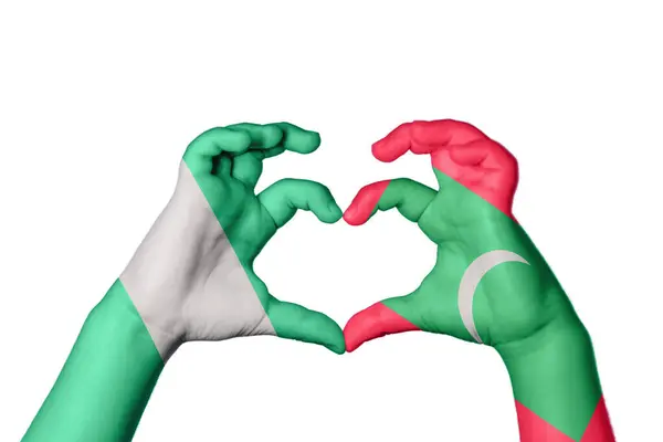 Nigeria Malediven Herz Handbewegung Die Herz Macht Clipping Path — Stockfoto
