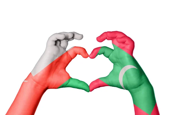 Oman Malediven Herz Handgeste Die Herz Macht Clipping Path — Stockfoto