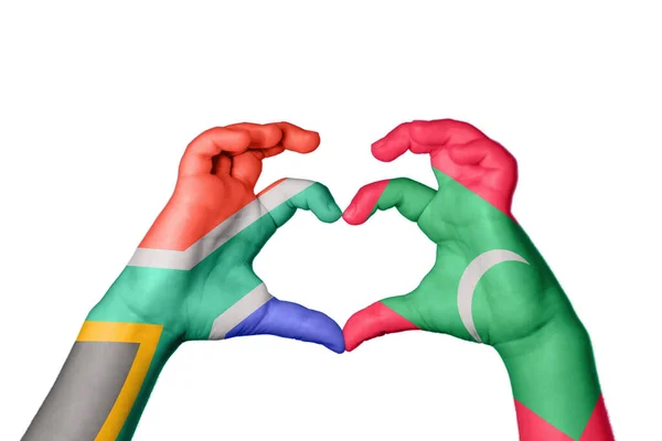 Republika Południowej Afryki Malediwy Serce Ręki Gest Podejmowania Serca Ścieżka — Zdjęcie stockowe