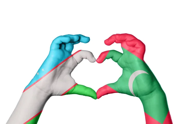 Usbekistan Malediven Herz Handbewegung Die Herz Macht Clipping Path — Stockfoto