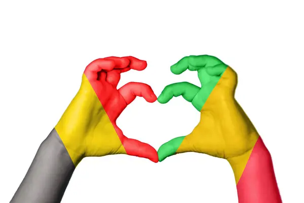 Belgium Mali Heart Kéz Gesztus Készítő Szív Vágási Útvonal — Stock Fotó