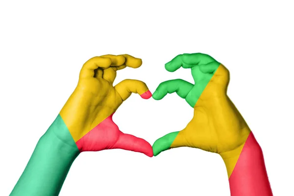 Benin Mali Heart Hand Gest Att Göra Hjärta Klippning Vägen — Stockfoto