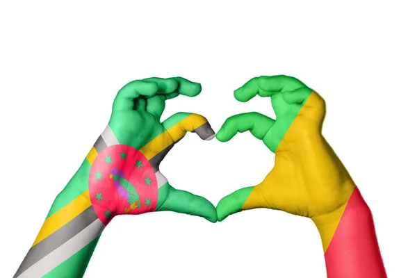 Dominica Mali Heart Hand Gesture Making Heart Clipping Path — Stock Photo, Image