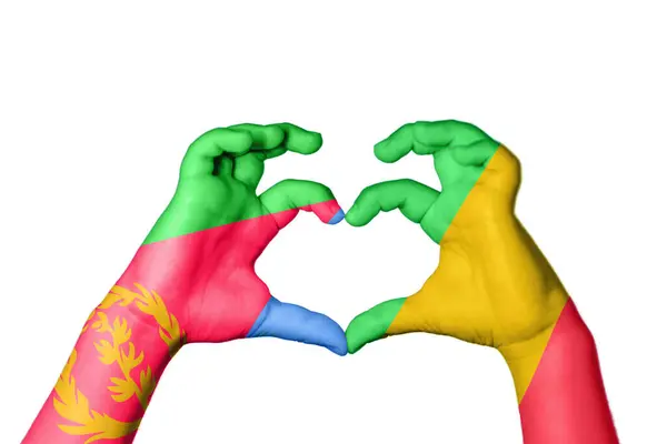 Eritrea Mali Szív Kéz Gesztus Készítés Szív Nyírás — Stock Fotó