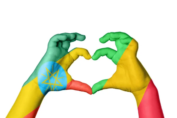 Ethiopie Mali Coeur Faire Geste Main Coeur Sentier Coupe — Photo