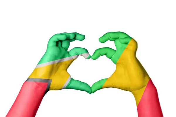 Guyana Mali Szív Kéz Gesztus Készítő Szív Nyírás — Stock Fotó