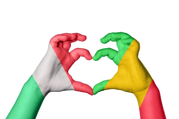 Italien Mali Herz Handgeste Macht Herz Clipping Path — Stockfoto