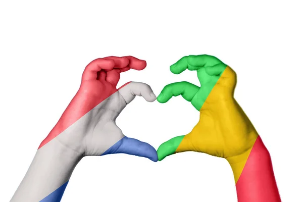 Nederländerna Mali Heart Hand Gest Att Göra Hjärta Klippning Väg — Stockfoto