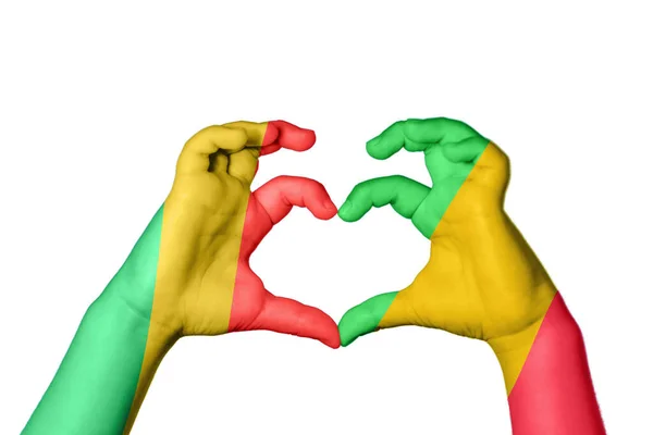 刚果共和国Mali Heart Hand Gesture Making Heart Clipping Path — 图库照片