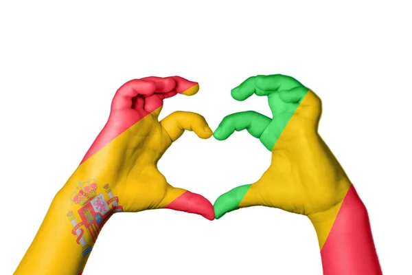 Spain Mali Heart Hand Gesture Making Heart Clipping Path — Stock Photo, Image