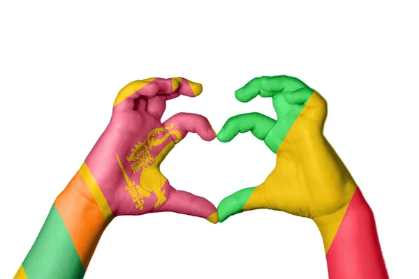Sri Lanka Mali Heart Hand Gesture Making Heart Clipping Path — Stock Photo, Image