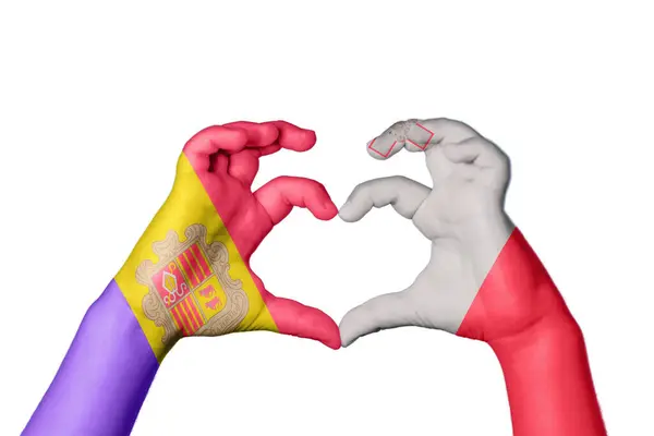 Andorra Malta Heart Hand Gesture Making Heart Clipping Path — Stock Photo, Image