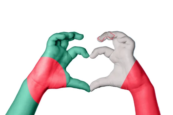 Bangladesh Malta Coração Gesto Mão Fazendo Coração Clipping Path — Fotografia de Stock