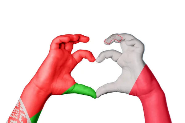 Belarus Malta Heart Hand Gesture Making Heart Clipping Path — Stock Photo, Image
