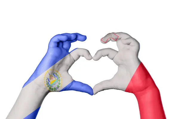 Salvador Malta Heart Hand Gesture Making Heart Clipping Path — Stock Photo, Image