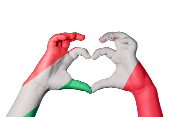 Hungary Malta Heart Hand Gesture Making Heart Clipping Path — Stock Photo, Image
