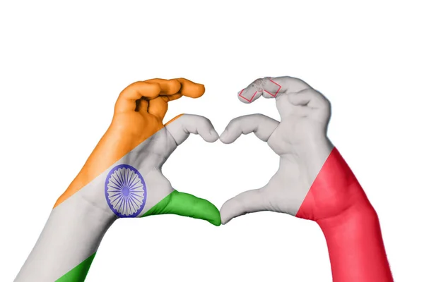 India Málta Szív Kézmozdulatok Készítése Szív Vágási Útvonal — Stock Fotó