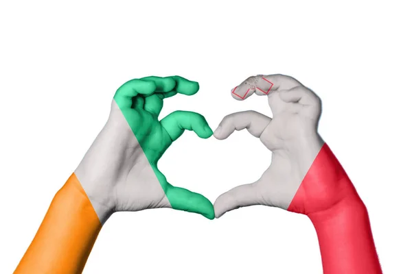 Elfenbeinküste Malta Herz Handbewegung Die Herz Macht Clipping Path — Stockfoto