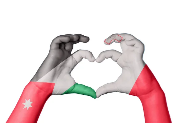 Jordan Malta Heart Hand Gesture Making Heart Clipping Path — Stock Photo, Image