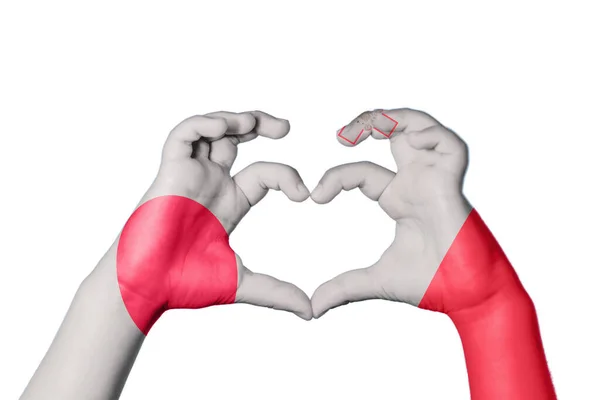 Japan Malta Heart Hand Gesture Making Heart Clipping Path — Stock Photo, Image