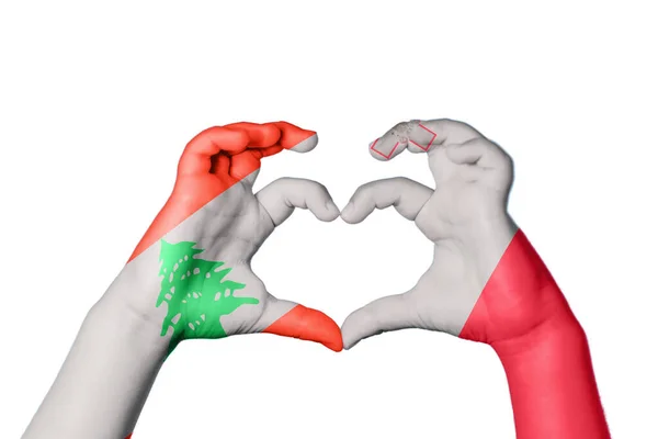 Líbano Malta Coração Gesto Mão Que Faz Coração Clipping Path — Fotografia de Stock