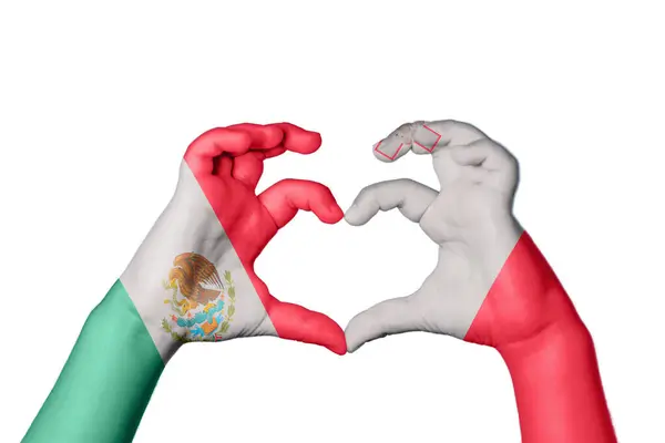 México Malta Corazón Hacer Gestos Corazón Recortar Camino — Foto de Stock