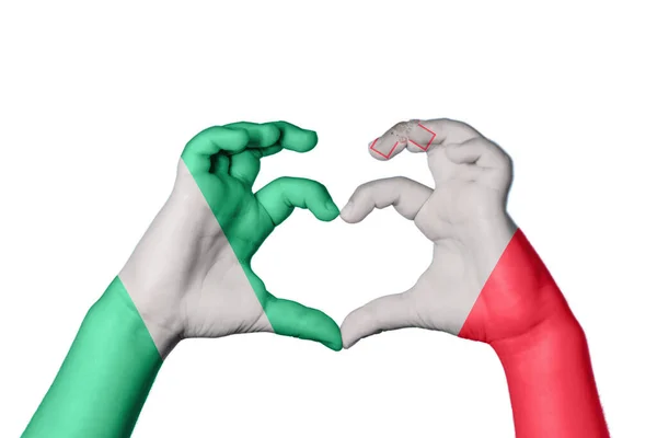 Nigeria Malta Heart Handgeste Macht Herz Clipping Path — Stockfoto