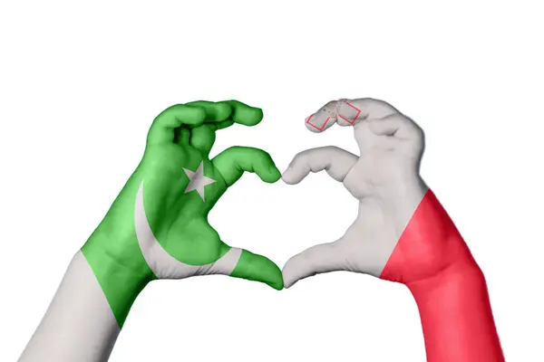 Pakistán Malta Corazón Hacer Gestos Corazón Recortar Camino — Foto de Stock