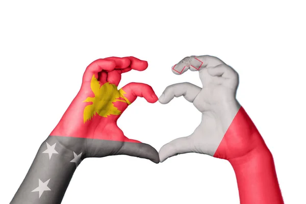 Papua New Guinea Malta Heart Hand Gesture Making Heart Clipping — Stock Photo, Image