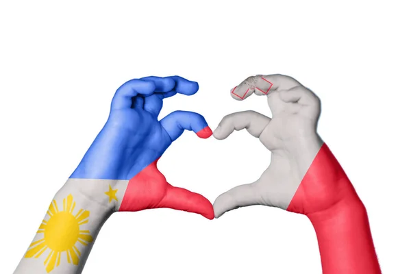 Φιλιππίνες Μάλτα Καρδιά Χέρι Χειρονομία Κάνοντας Καρδιά Ψαλίδισμα Μονοπάτι — Φωτογραφία Αρχείου