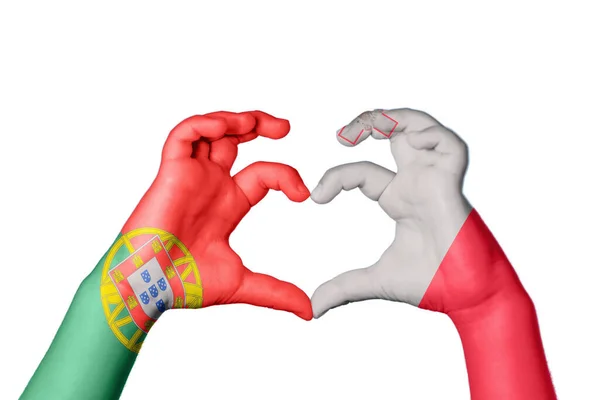 Portugal Malta Hjerte Håndbevegelse Som Gjør Hjertet Klippevei – stockfoto