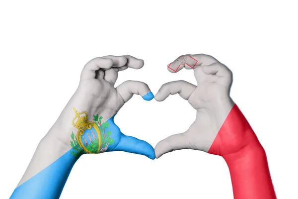 San Marino Malta Herz Handbewegung Die Herz Macht Clipping Path — Stockfoto
