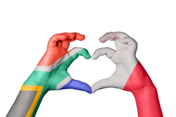 South Africa Malta Heart Hand Gesture Making Heart Clipping Path — Stock Photo, Image