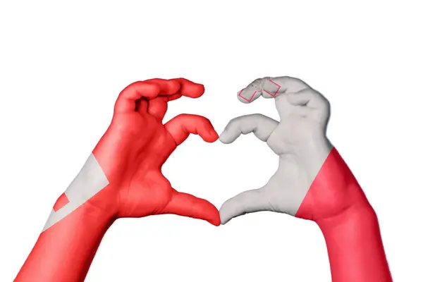 Tonga Malta Heart Ruční Gesto Tvorby Srdce Ořezávání Cesta — Stock fotografie