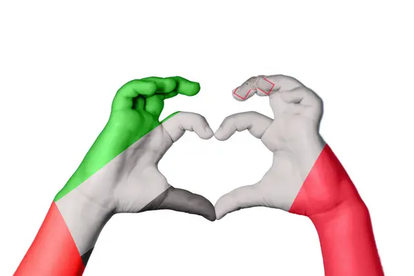 Emirados Árabes Unidos Malta Coração Mão Gesto Fazendo Coração Clipping — Fotografia de Stock