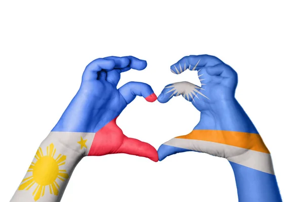 Filippijnen Marshall Eilanden Hart Hand Gebaar Maken Hart Knippen Pad — Stockfoto