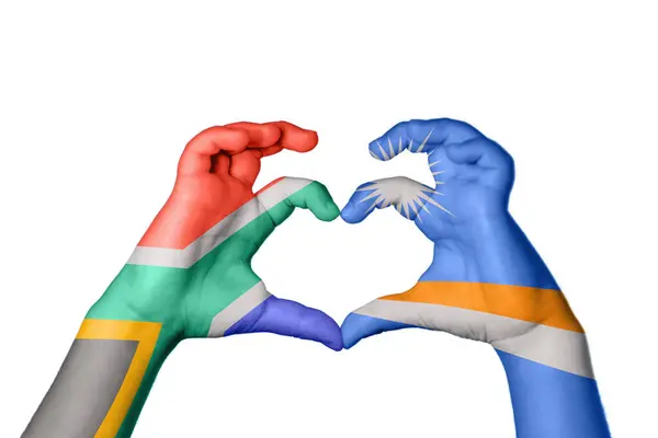 Dél Afrika Marshall Szigetek Szív Kézmozdulatok Készítése Szív Vágási Útvonal — Stock Fotó