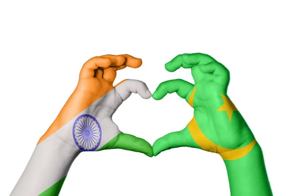 India Mauritanië Hart Hand Gebaar Maken Hart Knippen Pad — Stockfoto