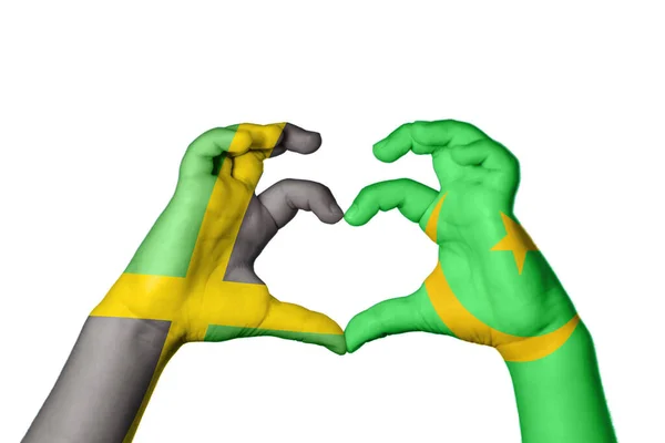 Ямайка Мавританія Серце Жест Рук Робить Серце Відсічний Контур — стокове фото