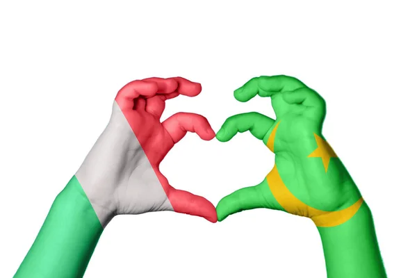 Włochy Mauretania Serce Ręka Gestem Podejmowania Serca Ścieżka Clipping — Zdjęcie stockowe