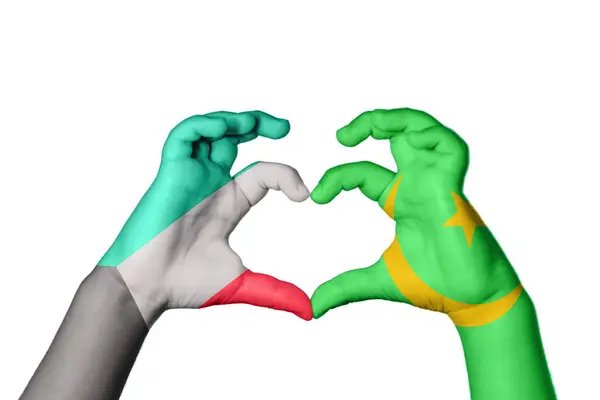 Кувейт Мавритания Сердце Жест Руки Делает Сердце Обрезка Пути — стоковое фото