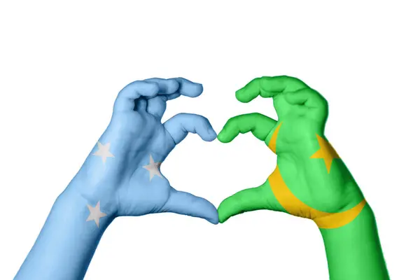 Μικρονησία Μαυριτανία Καρδιά Χέρι Χειρονομία Κάνοντας Καρδιά Ψαλίδισμα Μονοπάτι — Φωτογραφία Αρχείου