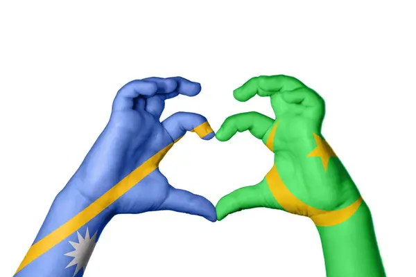 Nauru Mauritania Heart Hand Gesture Making Heart Clipping Path — Stock Photo, Image